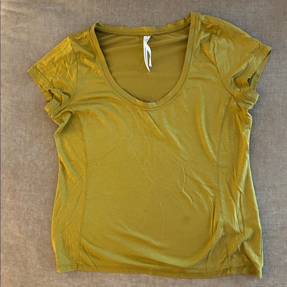 Anthropologie Mustard Scoop Neck Short Sleeve Tee